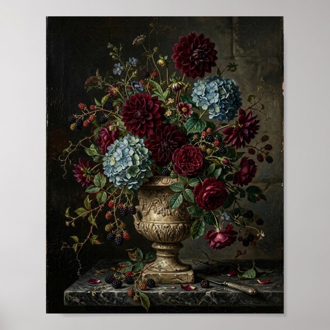 Moodfull mörk blomsterkonst I Poster (Framsidan)