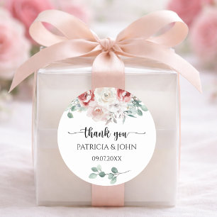 Moodfull Rosa Blush Blommande Bröllop Tacksamhet Runt Klistermärke