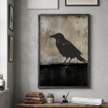 Moodfull silhuett av korp, mörk minimalistisk kons