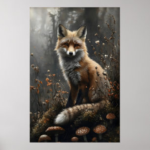 Moodfull Skogsrävtryck, Mörk Akademisk Cottagecore Poster