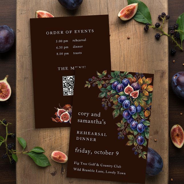 Moodfull Skördefest Plommon Fikon Övningsmiddag Inbjudningar (Fall Rehearsal Dinner invitation by Darling & May with harvest of plums figs and bramble berries)