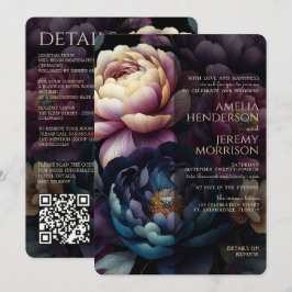 Moodfulla färgglada blommor med QR-kod Inbjudningar