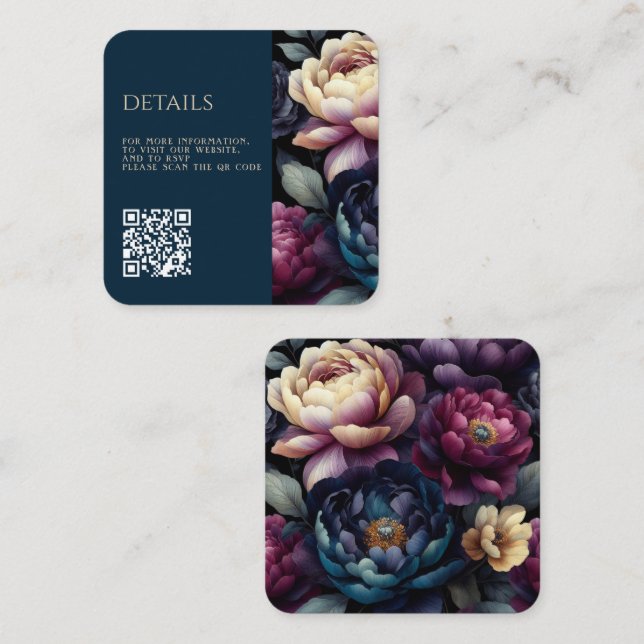 Moodfulla färgglada blommor QR-kod Tilläggskort (Fram/baksida)