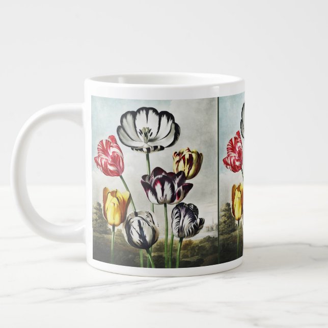 Moodfulla Regency-stil Flerfärgade Tulpaner Jumbo Mugg (Vänster)