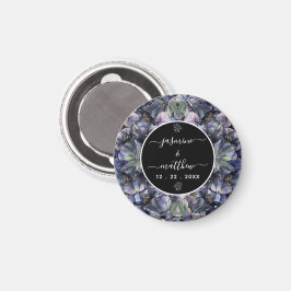 Moodfulla svarta blomstermönster klassiska parnamn magnet