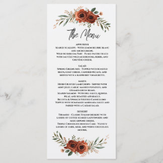 Moodfulla Terrakotta Blommiga Boho Bröllop Meny
