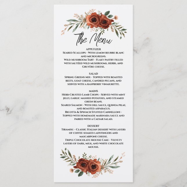 Moodfulla Terrakotta Boho Blommor Meny (Framsida)