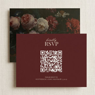 Moodfullt Blommigt RSVP-kort QR-kod OSA Kort