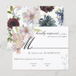 Moodfullt Juvelton Floral Bröllop RSVP Inbjudningar