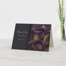 Moodfullt Mörkt Blommigt Violett Guld Bröllop Tack