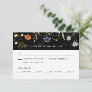 Moodfullt Vildblomma Boho Botaniskt Svar RSVP Inbjudningar