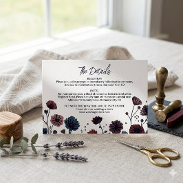 Moodig Burgundy & Blå Blomsterdetaljer Inneslutnin OSA Kort