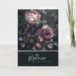 Moodig, elegant morsdagsbukett med mörka blommor kort