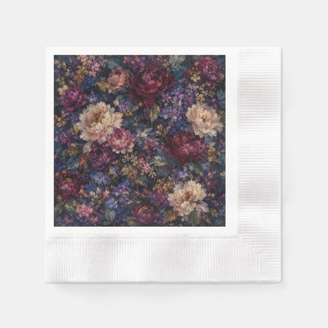 Moodig gotisk impressionistisk blomsterträdgårdshe pappersservett (Framsidan)