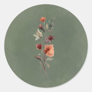 Moodig höstblomma kvist dekal runt klistermärke