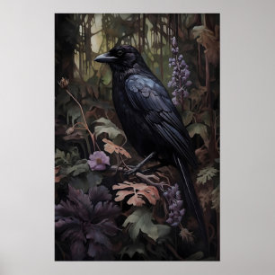 Moodig Korp I Blommig Skogsutskrift, Mörk Akademi Poster