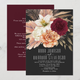 Moodig Romantisk Blommig Bröllop Inbjudningar