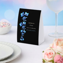 Moodig svart & blå blomstergiftsdagshashtag-skylt
