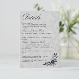 Moodig svart blomklädd bröllopsfest tilläggskort