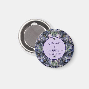 Moodig svart blomsterklassisk parnamn Bröllop Magnet