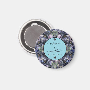 Moodig svart blomsterklassisk parnamn Bröllop Magnet