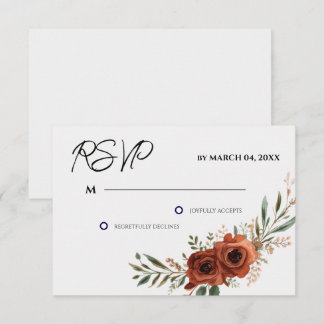 Moodig Terrakotta Blommig Boho Bröllop RSVP OSA Kort