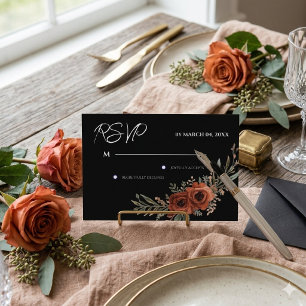 Moodig Terrakotta Blommig Boho Bröllop RSVP OSA Kort