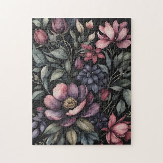 Moodig Vintage Botanisk Akvarell Blommig Mönster Pussel