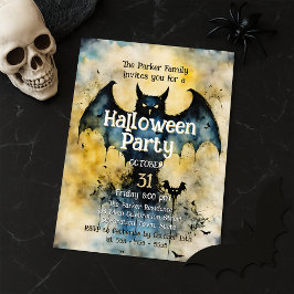 Moodig Vintage Fladdermus Goth Halloweenfest Inbjudningar