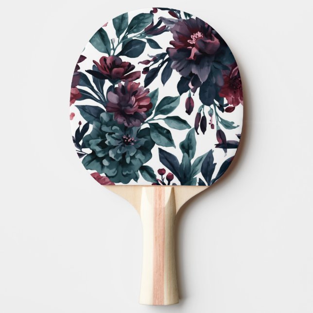 Moodiga akvatintbotaniska blomningar blommig pingisracket (Framsidan)