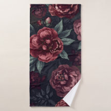 Moodiga blommor akvarell mörkröd mönster