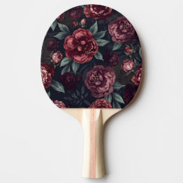 Moodiga blommor Vattenfärg Mörkröd Mönster Pingisracket