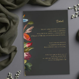 Moodiga Romantiska Gotiska Röda Blommiga Bröllopsd Tilläggskort