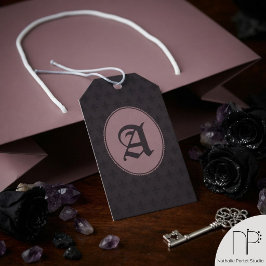 Moodigt monogram Fleur-de-Lis gotiskt presentkort Presentetikett