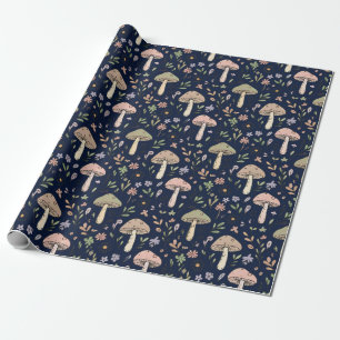 Moodigt Mörk Navy Svamp Sömlöst Mönster Presentpapper