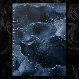 Moody agate | Denim Steel Blue Faux Glitter Anteckningsbok