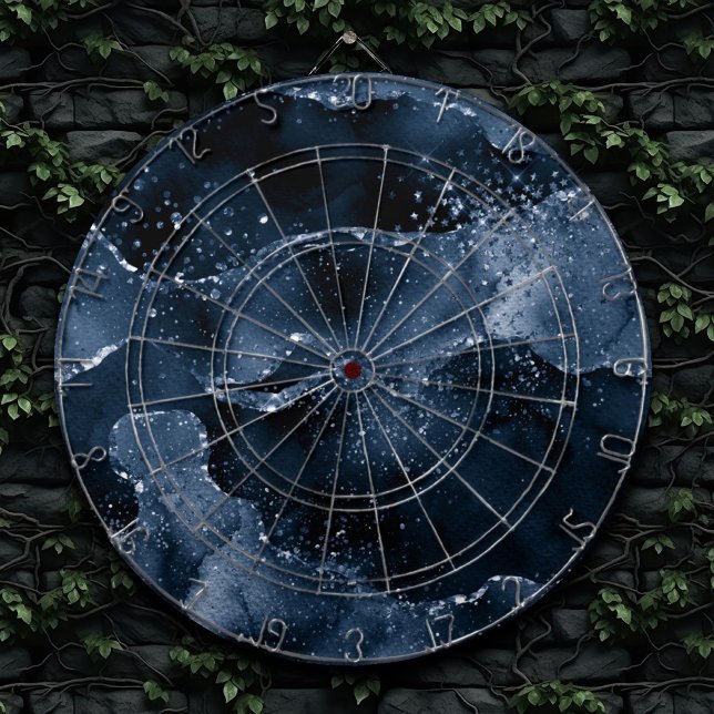 Moody agate | Denim Steel Blue Faux Glitter Darttavla (Skapare uppladdad)