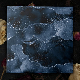 Moody agate | Denim Steel Blue Faux Glitter Kakelplatta
