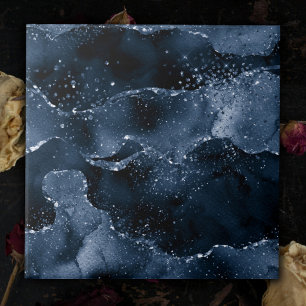 Moody agate Denim Steel Blue Faux Glitter Kakelplatta