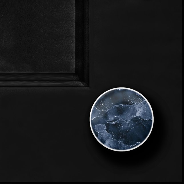 Moody agate | Denim Steel Blue Faux Glitter Knopp (Skapare uppladdad)