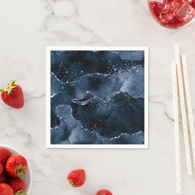 Moody agate | Denim Steel Blue Faux Glitter Pappersservett (Insitu)