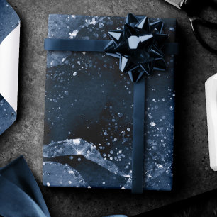Moody agate Denim Steel Blue Faux Glitter Presentpapper