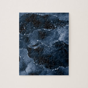 Moody agate Denim Steel Blue Faux Glitter Pussel