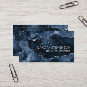 Moody agate Denim Steel Blue Faux Glitter Visitkort