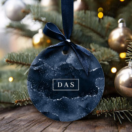 Moody agate | Denim Steel Blue Monogram Julgransprydnad Keramik
