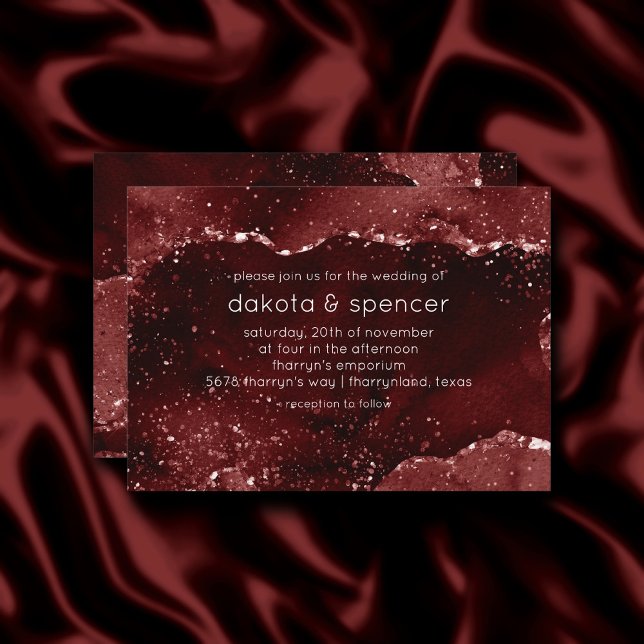Moody agate | Henna Blood Red Garnet Jewel Tone Inbjudningar (Skapare uppladdad)