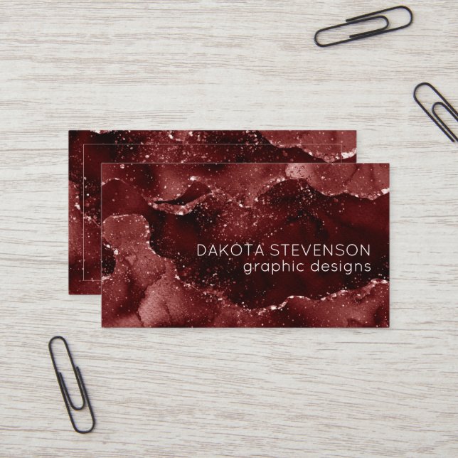 Moody agate | Henna Blood Red Garnet Jewel Tone Visitkort (Fram/Back In Situ)