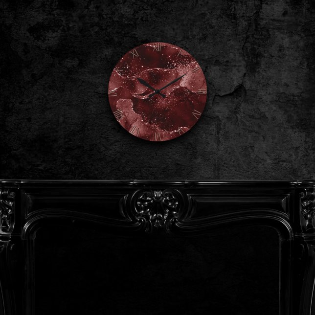 Moody agate | Henna Garnet Blood Red Jewel Tone Rund Klocka (Skapare uppladdad)