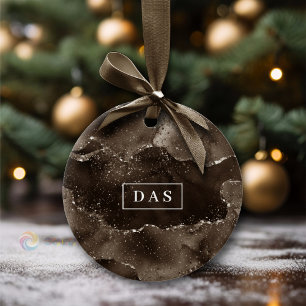 Moody agate Kaffe Brown Golden Bronze Monogram Julgransprydnad Keramik