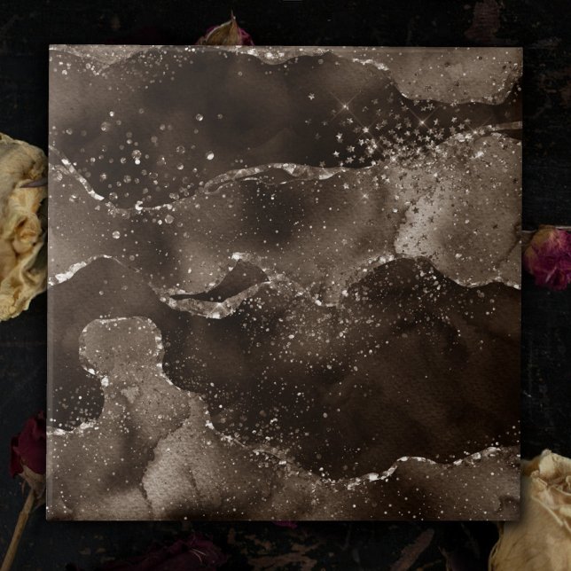 Moody agate | Kaffe Brown Golden Bronze Taupe Kakelplatta (Skapare uppladdad)